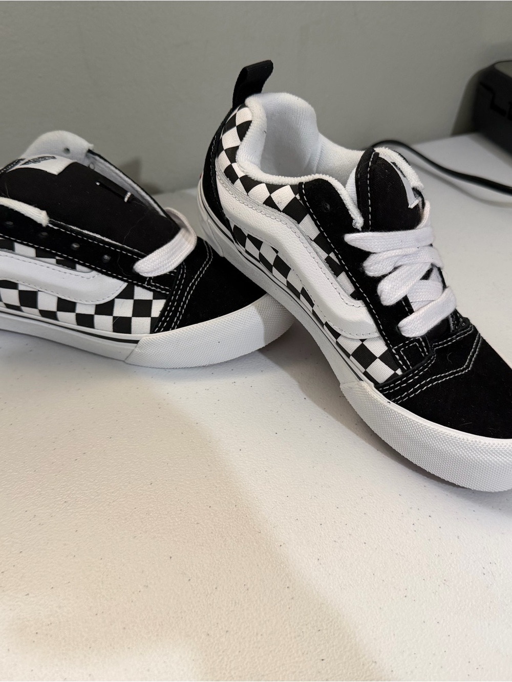 Vans Kids Checkerboard Black and White Low-Top Sneakers